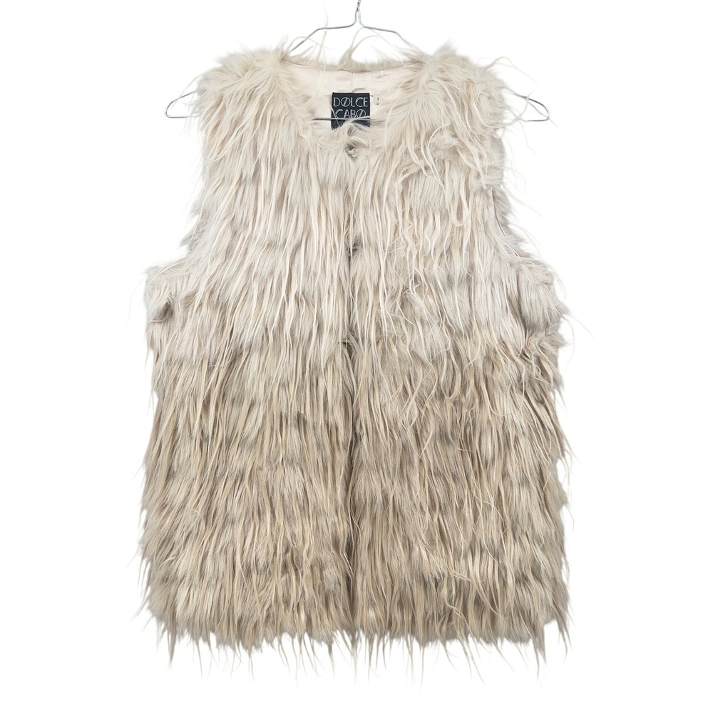 Dolce Cabo Penny Lane Faux Fur Vest Ombre Shaggy Long Pile Glam Boho M